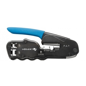 Cleste sertizare HOGERT, ajustare automata, otel inoxidabil, 4 dornuri, 0,25-6,0 mm², usor, maner confortabil, HT1P172
