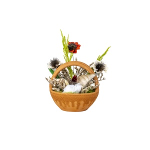 Cos ceramic cu flori textil multicolore, Adiantum, 19 cm, Zilan, EXT10164
