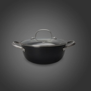 Cratita din fonta OTI, 20 cm, 2 L, inaltime 8.5 cm, capac sticla termorezistenta, usor de manevrat, cod OTI0014 - Img 6