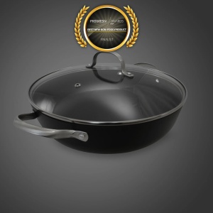 Cratita din fonta Zilan, tip fagure, diametru 24 cm, capacitate 3.5L, capac de sticla, 8 cm inaltime, OTI0016 - Img 2