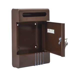 Cutie postala metalica Zilan, 20.5x6.5x29.1 cm, montare perete, utilizare comercial, laterala, maro, ZTS5734_M - Img 2