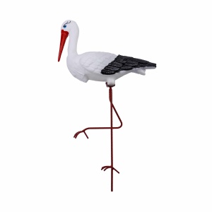 Decoratiune gradina Z-tools, barza alba, 65 cm, metal, plastic, rezistenta la intemperii, EXT7398