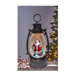 Figurina Felinar de Craciun muzical Zilan, cu 8 melodii, fulgi de zapada, LED alb cald, 20x15x25 cm, CD4154B - Img 2