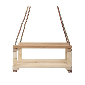 Leagan din lemn Zilan, 40x30 cm, interior/exterior, franghii sintetice reglabile, EXT10763 - Img 4