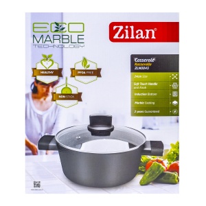 Oala cu capac sticla Zilan, 24 cm, 3L, aluminiu, emailat, negru, cod ZLN0843 - Img 5