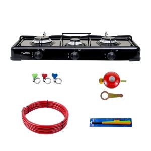 Pachet aragaz Zilan 3 arzatoare alimentare GPL, 1+1.5+2 kW, compact, metal emailat, 62x30x10.5 cm, ZLN7138_1 - Img 1