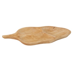 Platou servire Zilan din lemn de arin, oval, compartimentat, 52x26 cm, maro, cod 1039 - Img 1