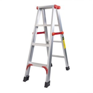Scara dubla din aluminiu Zilan, 2x4 trepte, pliabila, inaltime 113cm, latime 81.5cm, greutate maxima 150kg, ZTS8188