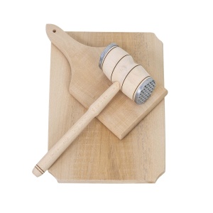 Set 3 piese tocatoare Zilan, ciocan plus tocator dreptunghiular 35x25x2 cm, tocator cu maner 30x15x2 cm, lemn fag, 20mm, EXT6089 - Img 2