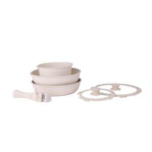 Set 5 piese ceramica Zilan, 2 oale (20cm, 1.6L + 28cm, 2.5L) + tigaie 27cm, crem, usor de curatat, baza inductie, 32x30x15 cm, ZLN0965 - Img 3