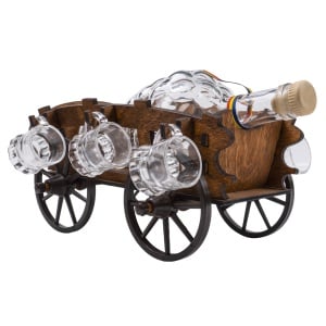 Set pahare shot Zilan cu suport, 6 pahare, sticla, culoare maro, capacitate 1000 ml, 25x10x10 cm, cod 4902 - Img 2