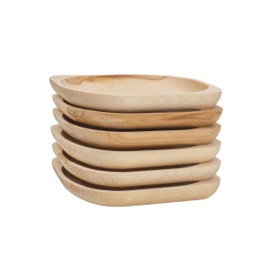 Set platouri din lemn de fag Zilan, 6 bucati, forma frunza, 23x20 cm, EXT6181 - Img 3