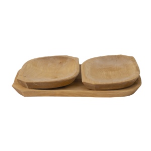 Set platouri din lemn Zilan, 3 bucati, dreptunghiular, 38x22x2.5 cm + 25x18x2.5 cm, pentru servire gratar, friptura, aperitive, branzeturi, cod 1451