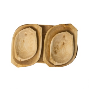Set platouri din lemn Zilan, 5 bucati, oval, compartimentat, pentru aperitive si gustari, 37x23x2.5cm + 25x17x2.5cm + 18x12.5x2.5cm, maro, 1464 - Img 2