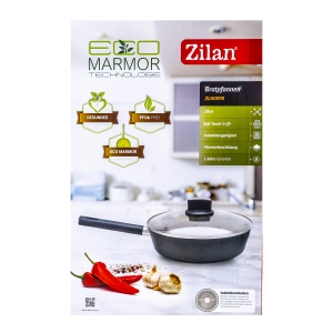 Tigaie adanca Zilan, 28cm, aluminiu cu capac din sticla, granit, antiaderent, gri inchis, ZLN0898 - Img 5