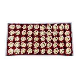 Trandafiri sapun Love, 50 buc/set, alb-rosu inchis, 5 cm diametru, 6.5 cm inaltime, SF003-27 - Img 1