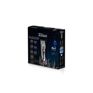 Aparat de tuns electric Zilan 8 in 1, reincarcabil, cu protectie IPX6, incarcare rapida, utilizare cu fir si fara fir, ecran LED, dimensiuni de ras 3/4-6/7-9/10-12/16-18/22-14/28-30mm, 21x22x8 cm, 2kg, ZLN8702 - Img 6