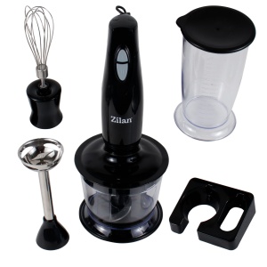 Blender manual Zilan, 4 in 1, 300W, negru, cu suport agatare, pahar gradat 700 ml, accesorii incluse, ZLN8259 - Img 1