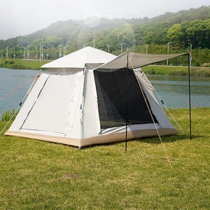 Cort de camping Z-TOOLS pentru 4 persoane, impermeabil, 200x200x150 cm, 2 usi, instalare rapida, ZTS8466 - Img 1