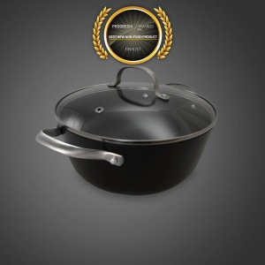 Cratita din fonta OTI, tip fagure, 24 cm, 3.5 L, capac sticla termorezistenta, otel inox, OTI0015 - Img 2