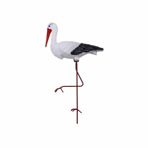 Decoratiune pentru gradina Z-tools, barza 65 cm + 50 cm, plastic/metal, alba/neagra/rosie, montare in pamant, EXT7398_1 - Img 2