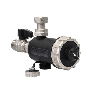 Filtru anti-magnetita Zilan, 3/4", miez magnetic 11000 Gauss, compatibil cu sisteme de incalzire, HVAC, solar, dimensiuni compacte, PA66 GF30, robinet alama, articol EXT10752