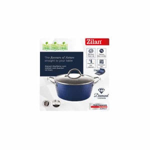 Oala cu capac Zilan din ceramica si inox, diametru 24cm, capacitate 4L, 6 straturi, baza inductie, manere inox, compatibila masina spalat vase, ZLN9617 - Img 3