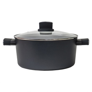Oala Zilan cu capac de sticla, ECO, 28 cm, 5L, aluminiu, negru, ZLN0867 - Img 1
