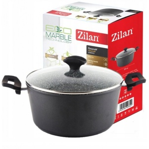 Oala Zilan cu capac sticla, diametru 24 cm, inaltime 12 cm, aluminiu cu interior granit, 4L, 34x25x13 cm, 2kg, ZLN3321 - Img 7