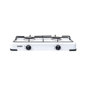 Pachet aragaz 2 ochiuri, 51×28 cm plus (ceas pentru butelie, 2 m furtun pentru gaz, 3 coliere pentru furtun, aprinzator) alb / ZLN 7129_1 - Img 2