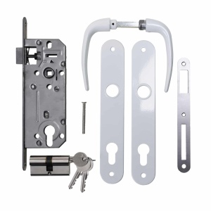 Pachet broasca maner cu sild clasic, incuietoare cilindru 31/31, 3 chei, alb, 35-501