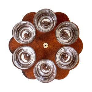 Pahar shot Zilan set 6 buc, suport lemn floare, transparent/maro, 50ml, 10 cm, EXT5724 - Img 2