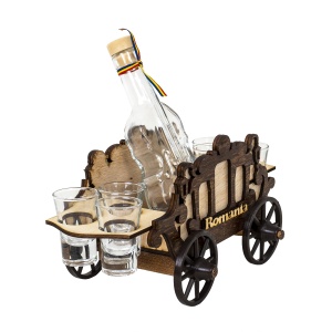 Pahar Shot Zilan, set 6 pahare cu suport caruta, sticla, marou, 0.02 l, 15 cm, EXT6094 - Img 3