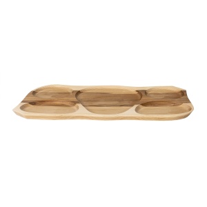 Platou lemn compartimentat Zilan, 63x28x2.5 cm, 5 compartimente, ideal pentru gratar, friptura, aperitive, branzeturi, EXT6080 - Img 3