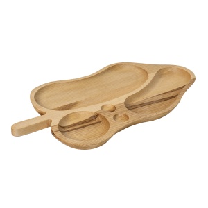 Platou pentru servire Zilan, din lemn de fag, dreptunghiular, 50x26x2 cm, compartimentat, EXT5612