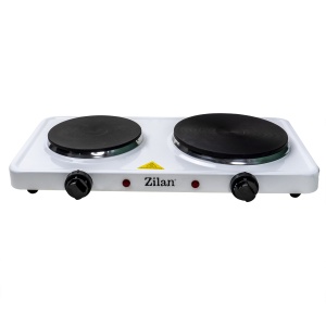 Plita electrica Zilan, 2 arzatoare, putere 2500W, alimentare electrica, otel emailat, alb, 49 cm, ZLN2180