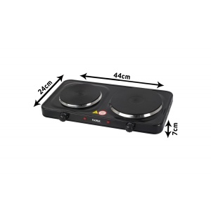 Plita electrica Zilan, 2 arzatoare, termostat reglabil, 2500W, 44x25x7 cm, negru, ZLN2844 - Img 2
