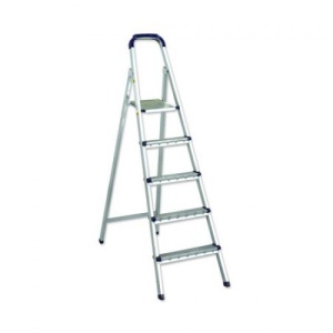 Scara metal Zilan, 4 trepte, pliabila, platforma, anti-alunecare, argintiu, 1.52m, 150 Kg, 6 Kg, ZLN1169