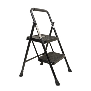 Scara metalica Zilan cu 2 trepte, pliabila, negru, 82x46x50 cm, greutate maxima 150kg, ZTS8086 - Img 1