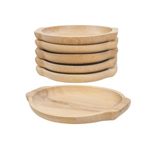 Set 6 farfurii din lemn Zilan, forma rotunda, dimensiuni 24x22 cm, cadou traditional, EXT6182