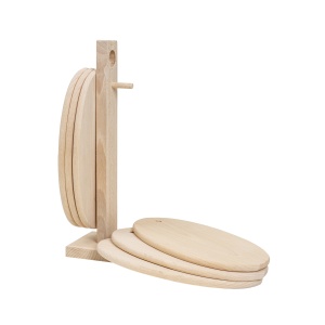 Set 6 tocatoare lemn Zilan, oval, fag, 24x15 cm, suport vertical, bej, EXT7564 - Img 3