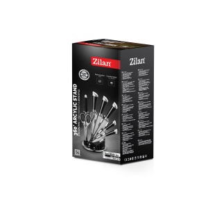 Set cutite Zilan 8 piese din otel inoxidabil, suport acrilic 360°, cutit chef 20 cm + cutit paine 20 cm + cutit feliat 20 cm + satar 18 cm + cutit utility 12.7 cm + cutit 9 cm + foarfeca, cod ZLN1634 - Img 3