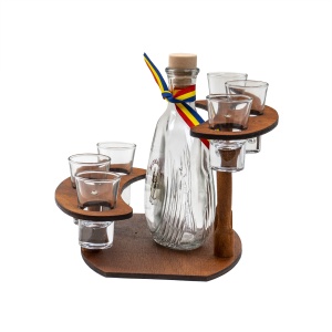 Set pahare shot cu suport din lemn si butelca Zilan, 6 pahare, sticla, capacitate 0.02 l, inaltime 18 cm, EXT7700 - Img 2