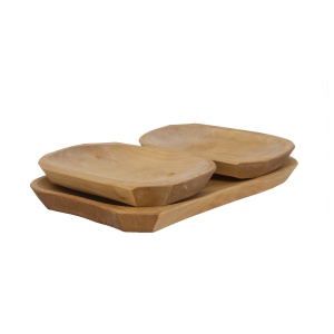 Set platouri din lemn Zilan, 3 bucati, dreptunghiular, 38x22x2.5 cm + 25x18x2.5 cm, pentru servire gratar, friptura, aperitive, branzeturi, cod 1451 - Img 2