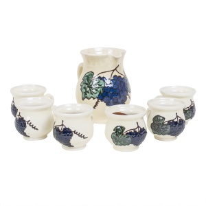 Set vin ceramic Zilan, 1 L ulcior, 6 cesti 200ml, design rustic, EXT6630