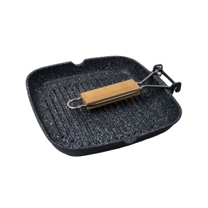 Tigaie grill Zilan, aluminiu, interior granit, maner pliabil, 24x24x4 cm, ZLN4298 - Img 3