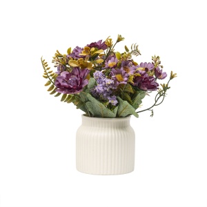 Aranjament floral Zilan, crizantema mov, ghiveci ceramic, 20x10 cm, H 20 cm, 1.5 kg, ZTS8056_2 - Img 1