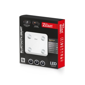 Cantar electronic Zilan, sticla, alb, maxim 180kg, precizie 50g, dimensiuni 30x26x2.5 cm, ZLN9006 - Img 2