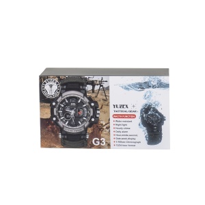 Ceas barbatesc multifunctional Z-TOOLS, cu LED, rezistent la apa, busola, fluier, termometru, alarma, cronometru, lumina de fundal, curea ajustabila 16x10x6 cm, ZTS8274 - Img 7
