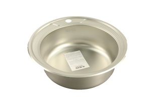 Chiuveta rotunda Zilan, incorporabila in blat, diametru 50 cm, adancime 16 cm, 0,5 mm, cu orificiu pentru baterie, ZLN6300